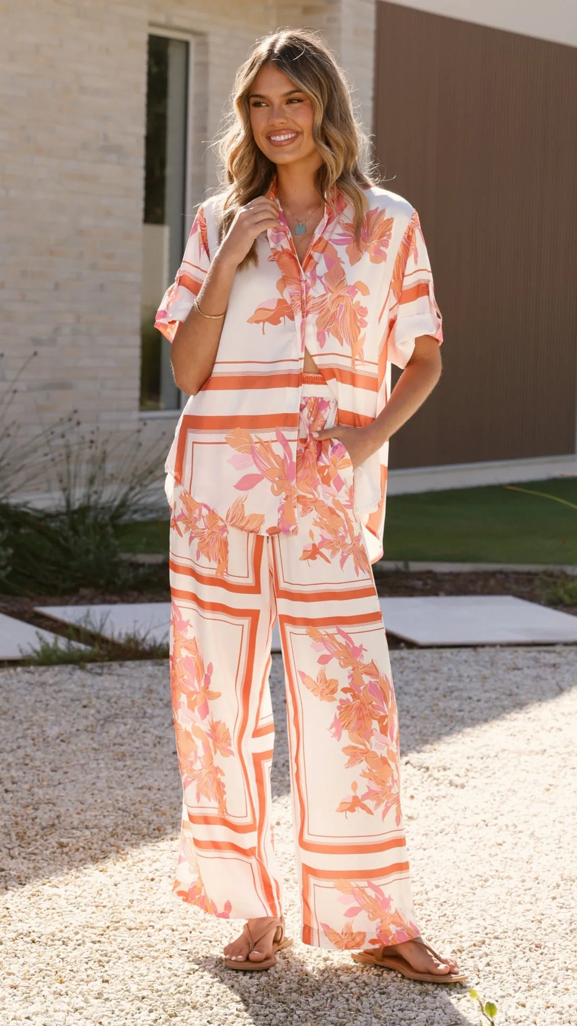 Valene Pants - Orange/White Print sold by Billy J product image thumbnail 5