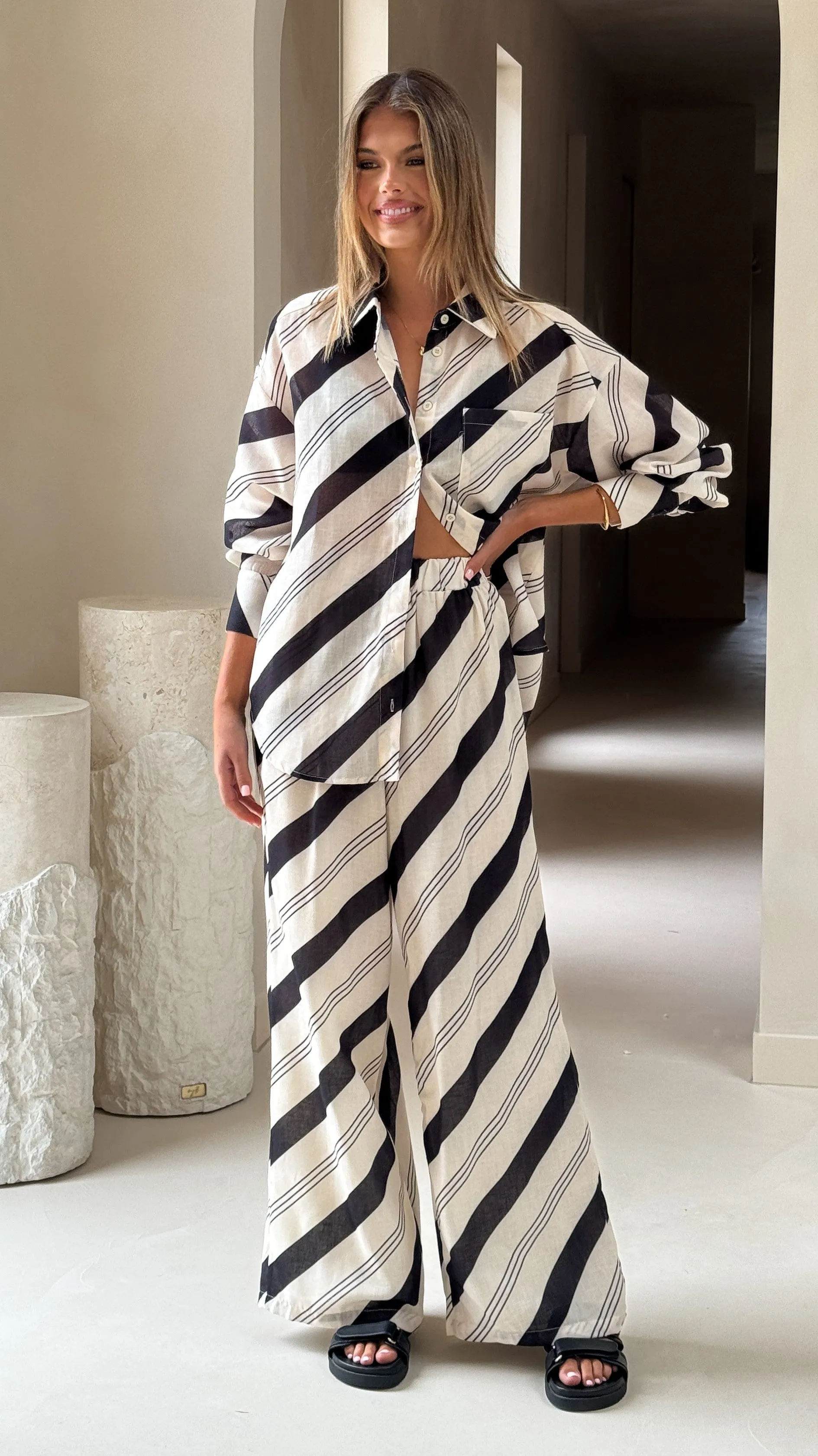 Torrey Wide Leg Pants - Black/Cream sold by Billy J product image thumbnail 4