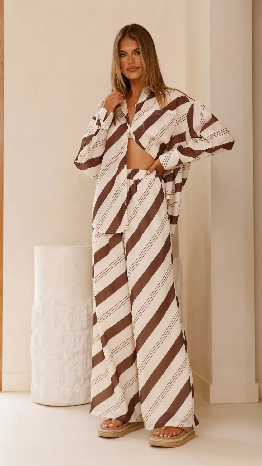 Torrey Wide Leg Pants - Cream/Cacao sold by Billy J product image thumbnail 3