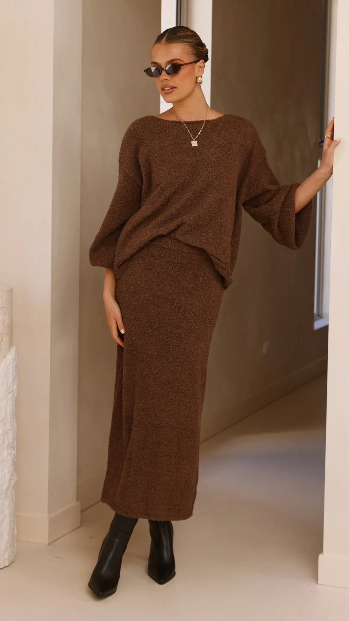 Cohen Knit Midi Skirt - Chocolate sold by Billy J