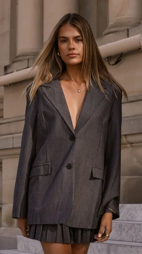 MVN - Newport Pinstripe Skirt - Dark Grey sold by Billy J product image thumbnail 3