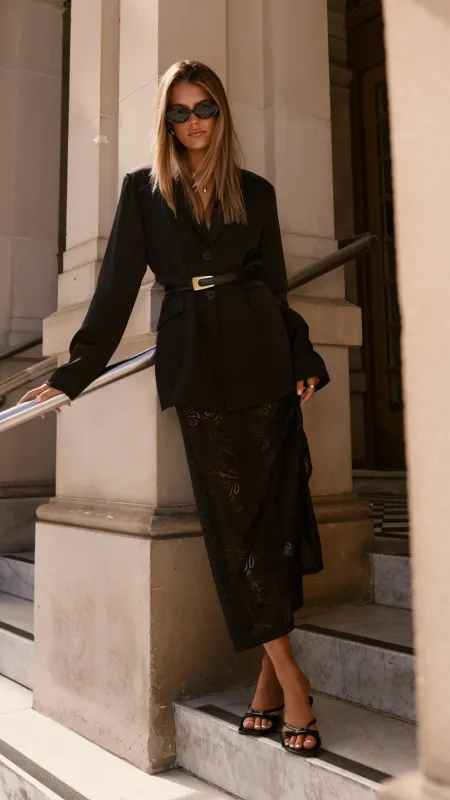 Louisa Lace Maxi Skirt - Black sold by Billy J