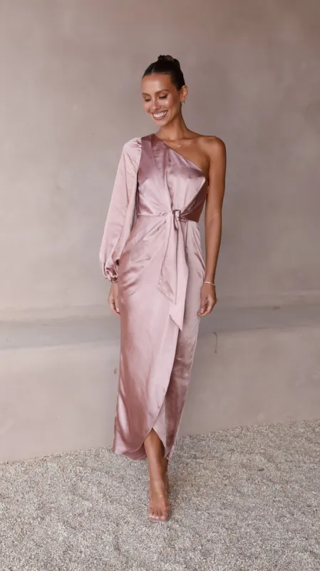 Heidi One Shoulder Maxi Dress - Dusty Pink sold by Billy J