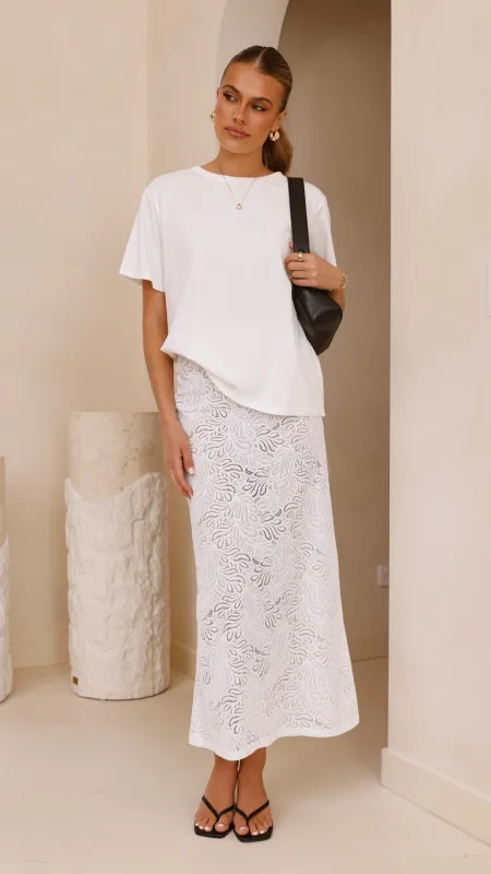 Louisa Lace Maxi Skirt - White sold by Billy J