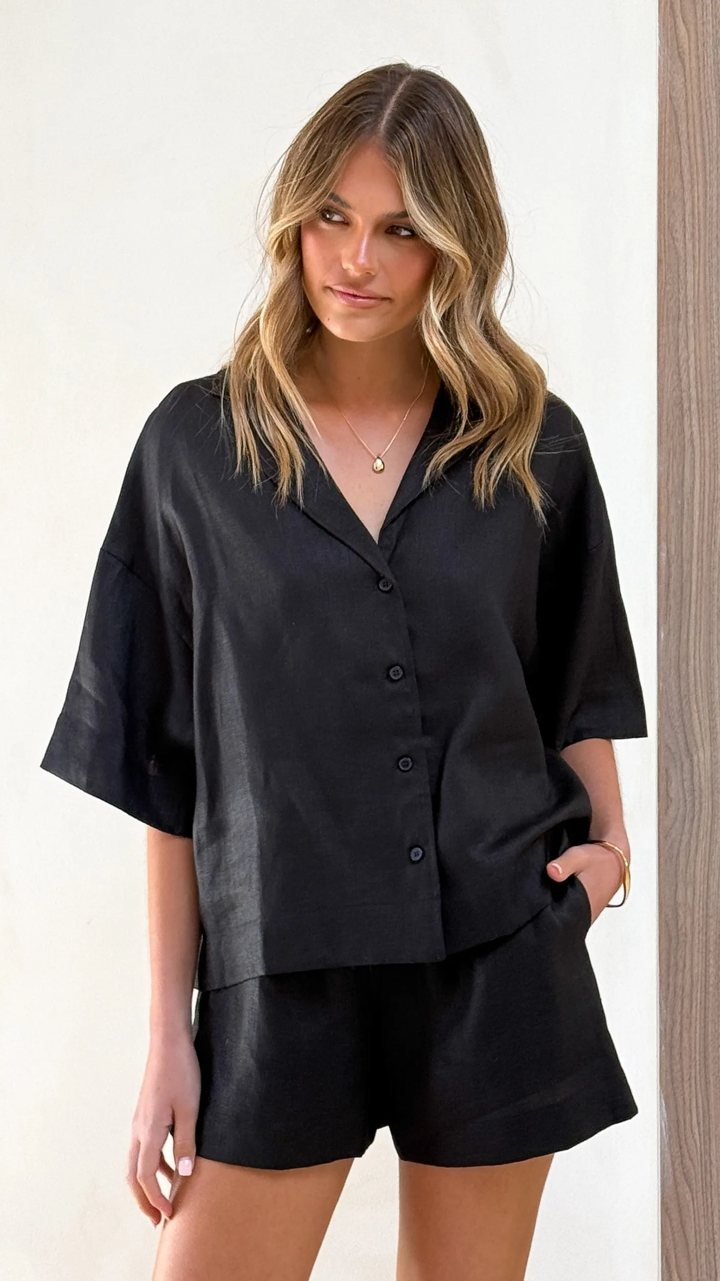 Luna Button Up Shirt - Black sold by Billy J product image thumbnail 5