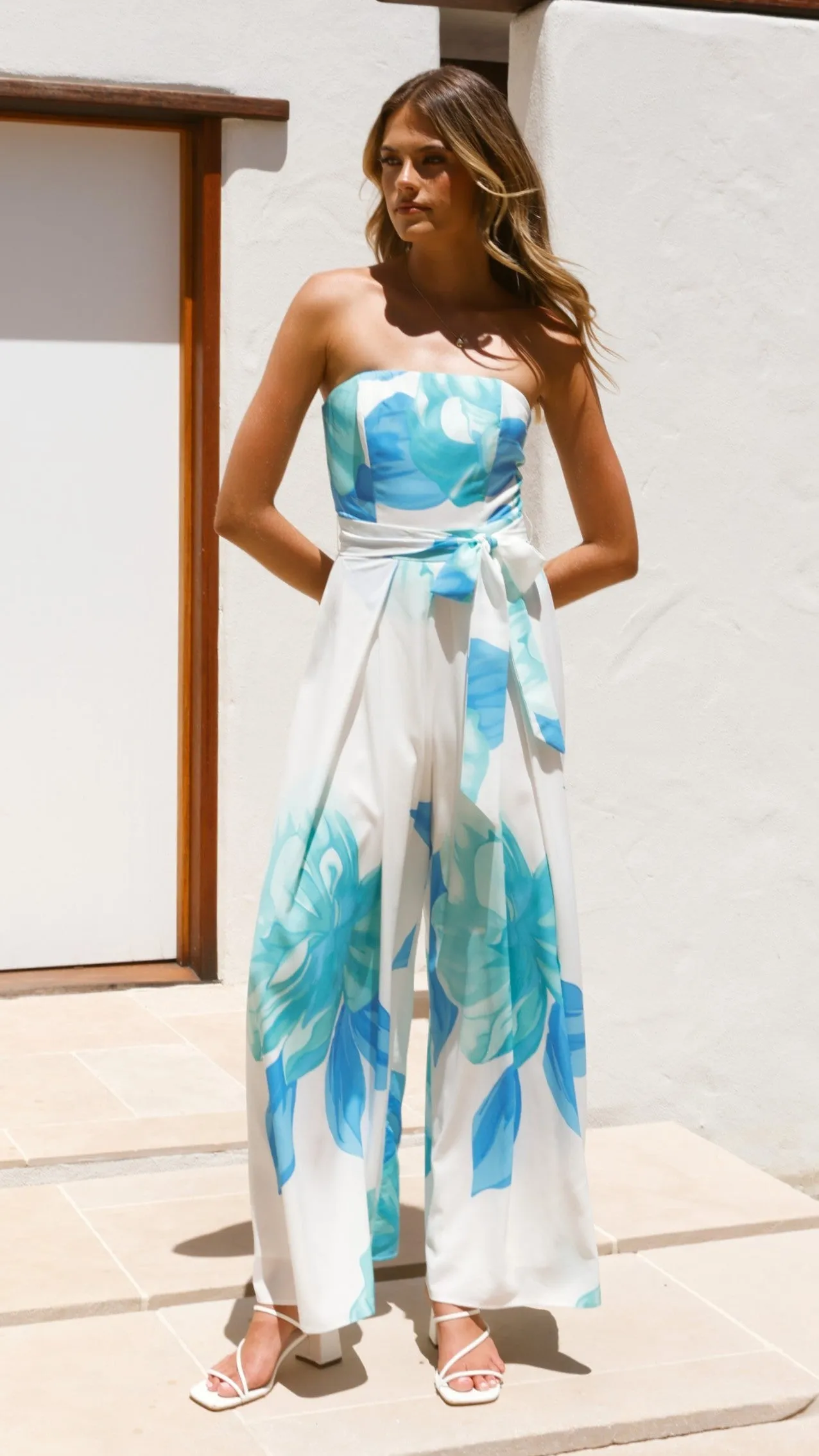 Maisy Strapless Jumpsuit - Blue Teal sold by Billy J