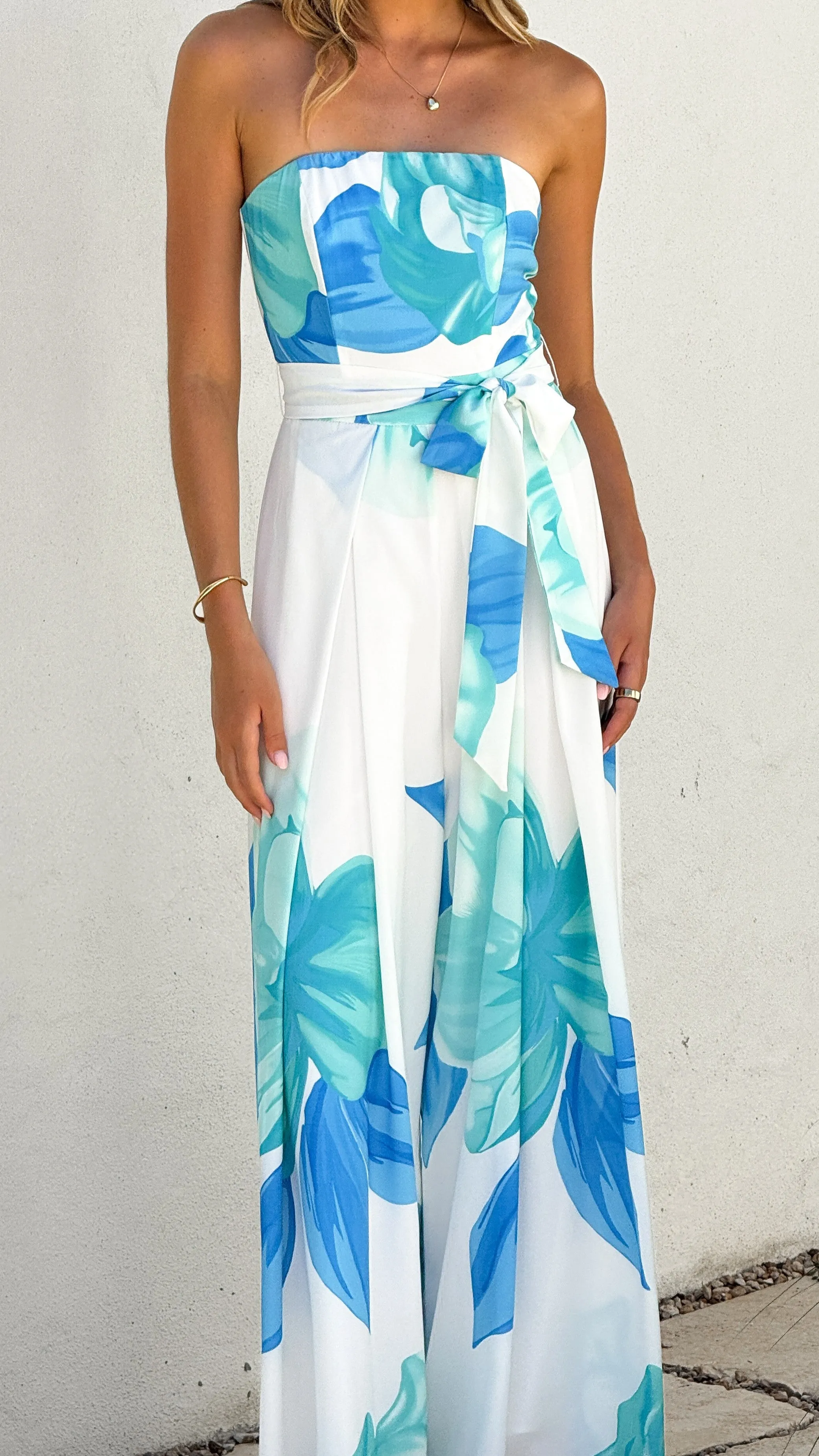 Maisy Strapless Jumpsuit - Blue Teal sold by Billy J product image thumbnail 3