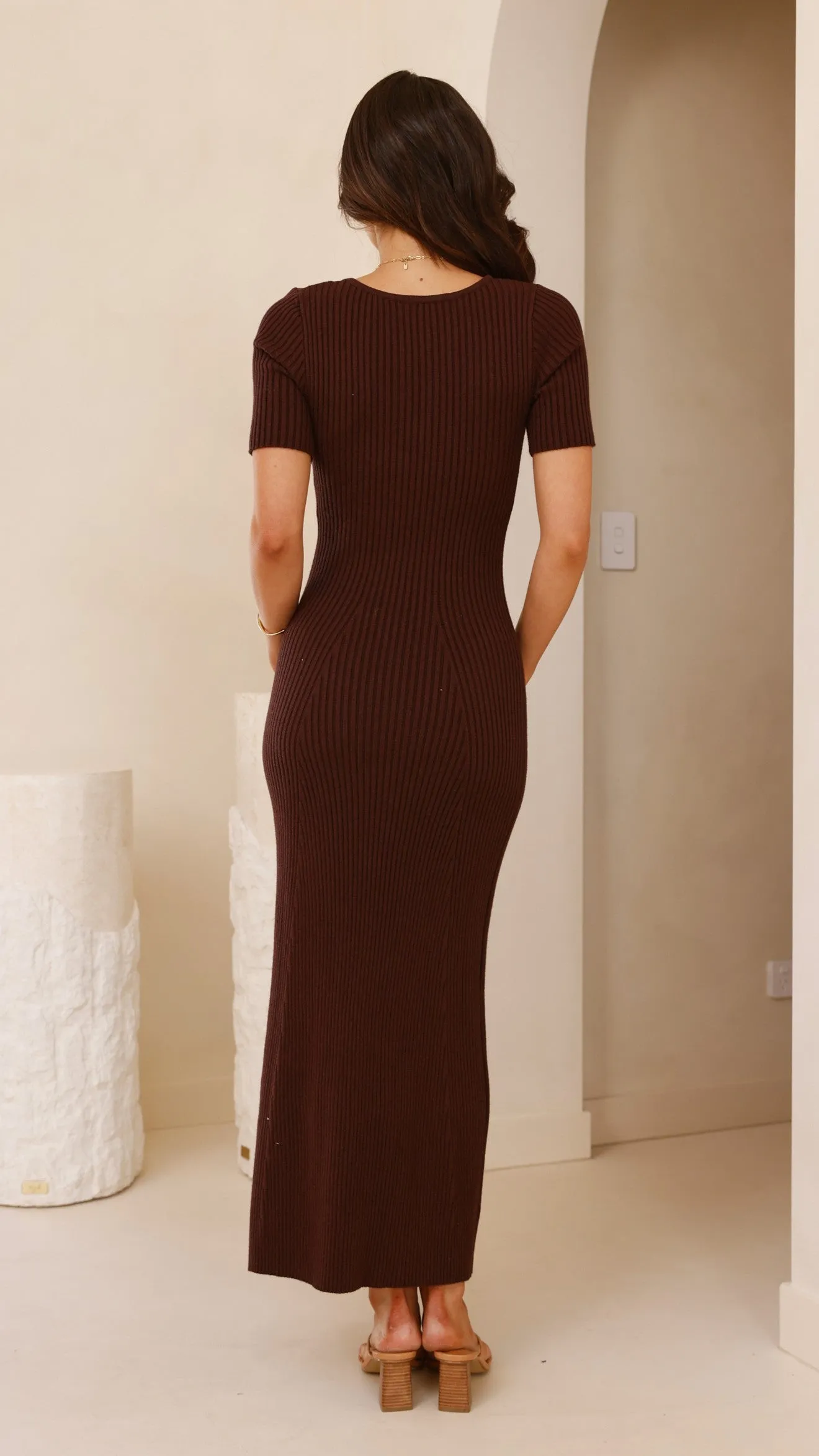 Eden Ribbed Maxi Dress - Chocolate sold by Billy J product image thumbnail 2