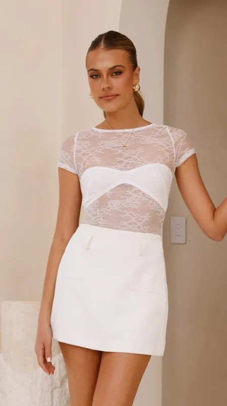 Kaylee Lace Top - White sold by Billy J