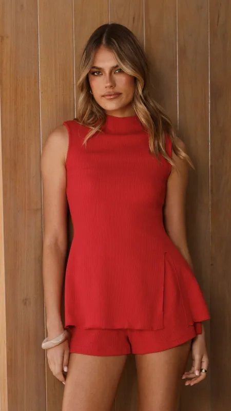 Gigi High Neck Top - Red sold by Billy J
