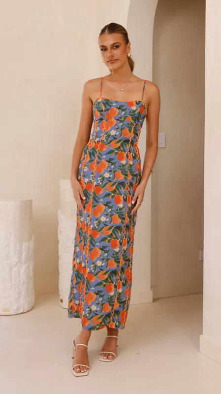 Carlia Midi Dress - Orange Print sold by Billy J