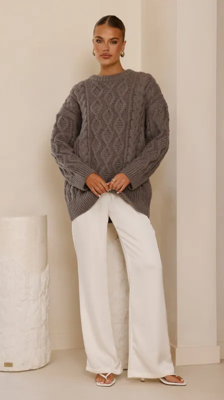 Valentina Knit Sweater - Grey sold by Billy J