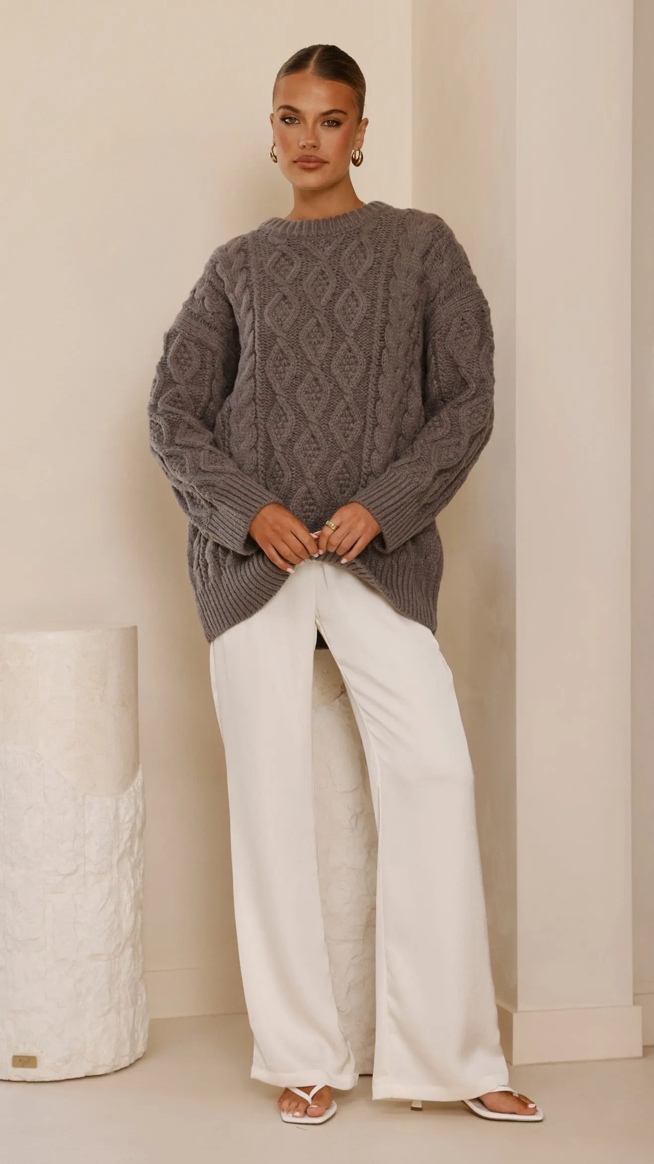 Valentina Knit Sweater - Grey sold by Billy J