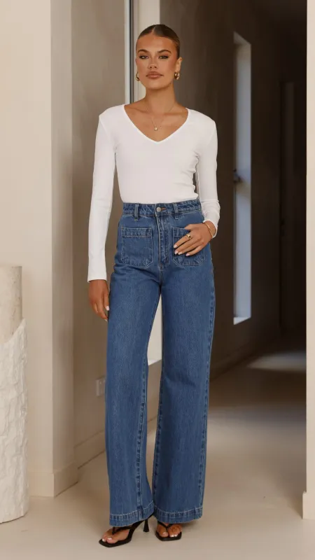 Vienna Long Sleeve Top - White sold by Billy J