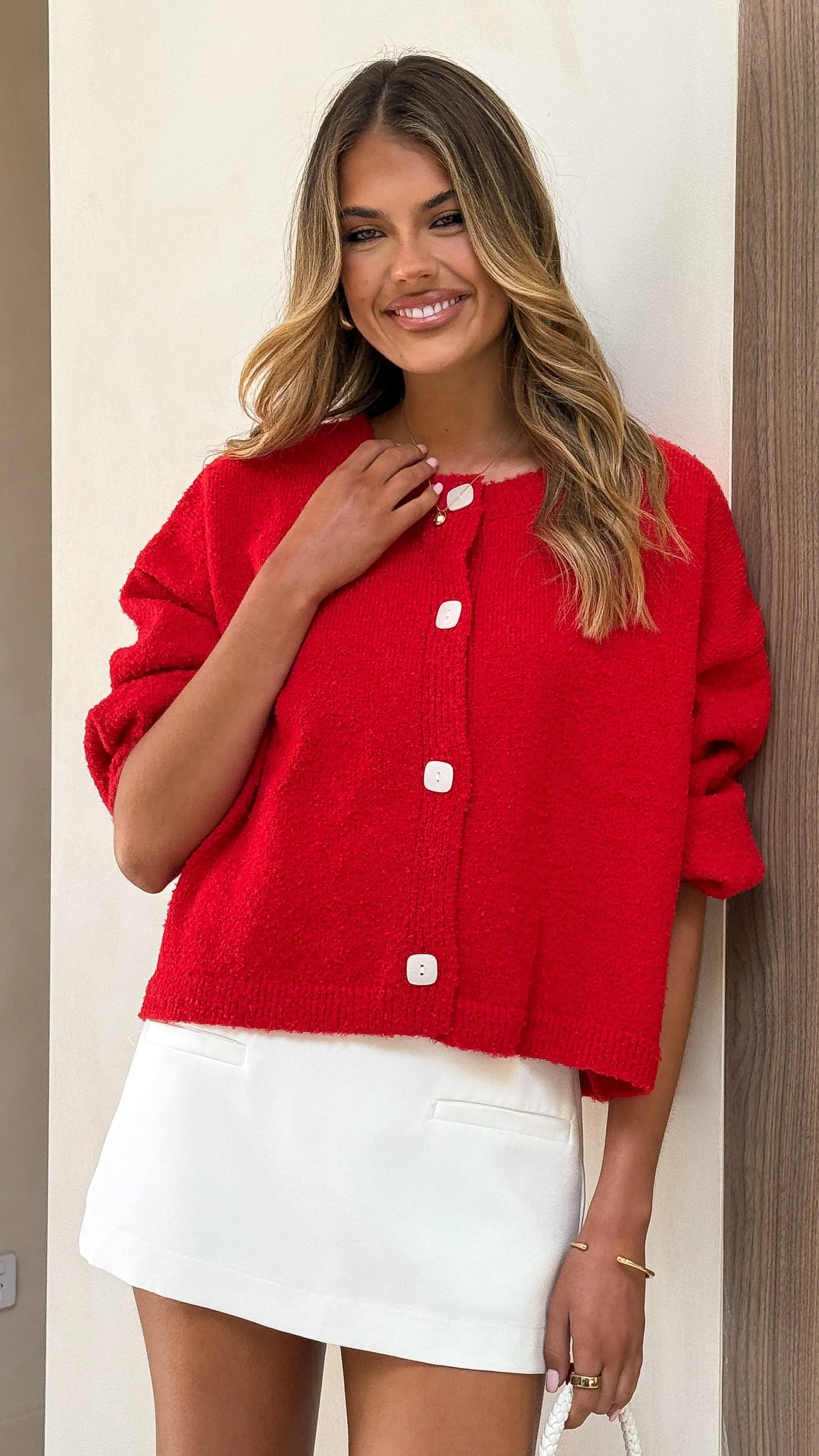 Zelara Knit Cardigan - Red sold by Billy J product image thumbnail 4