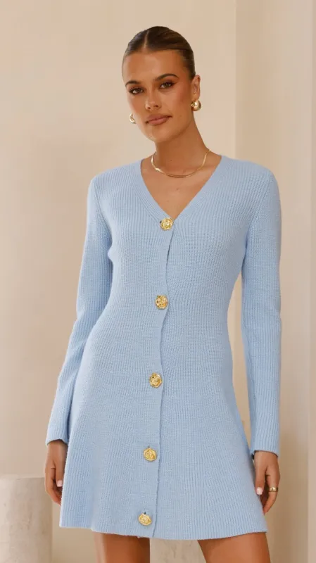 Catarina Long Sleeve Mini Dress - Blue sold by Billy J
