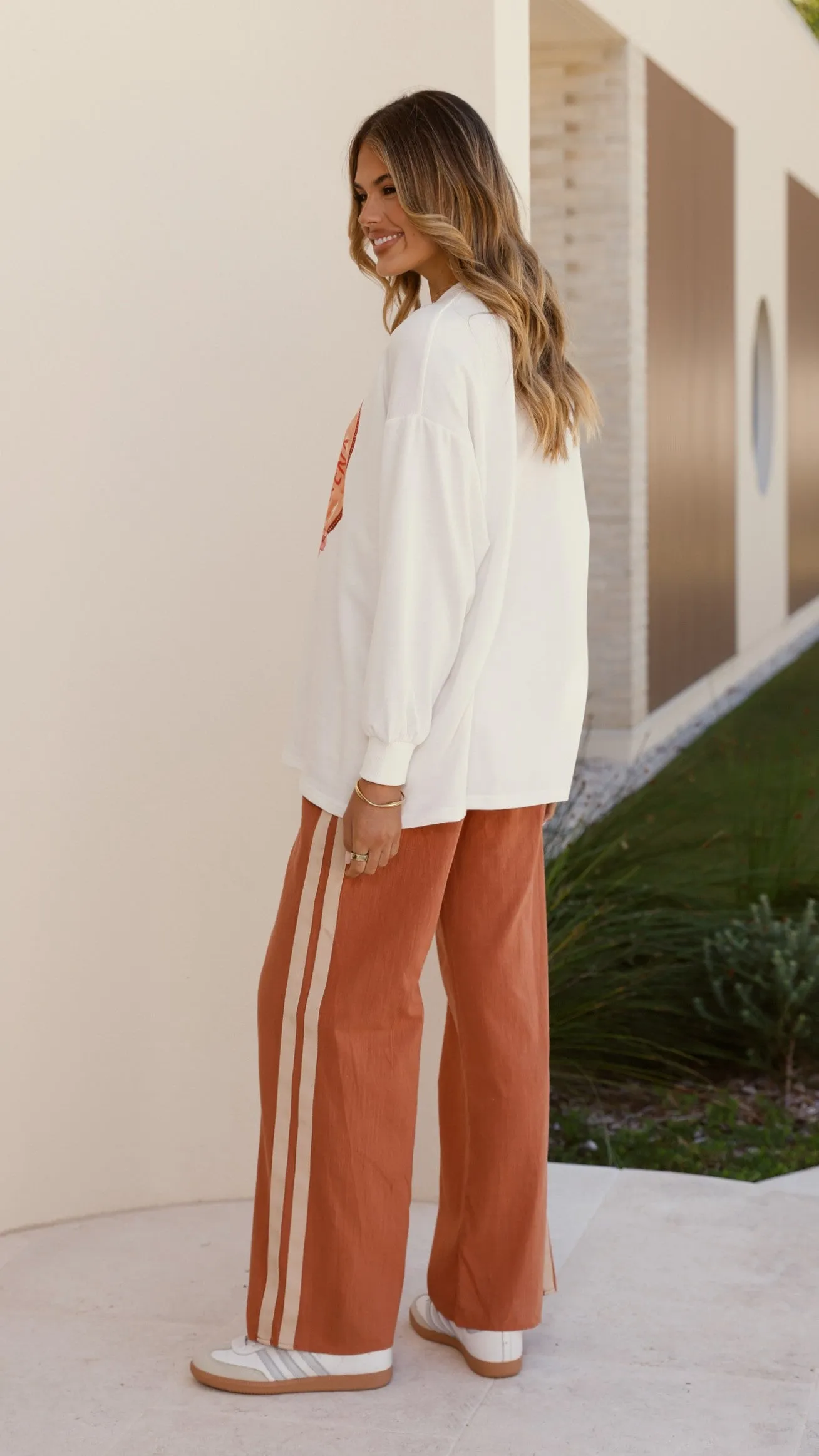 La Sirena Long Sleeve Top and Pants Set - White / Rust sold by Billy J product image thumbnail 2