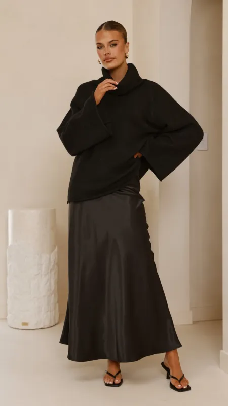 Darina Bias Cut Maxi Skirt - Black sold by Billy J