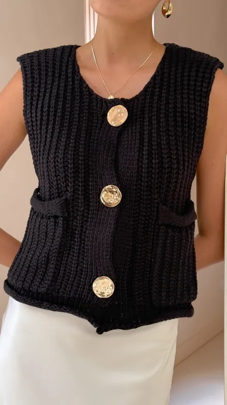 Jaffa Cropped Knit Vest - Black sold by Billy J
