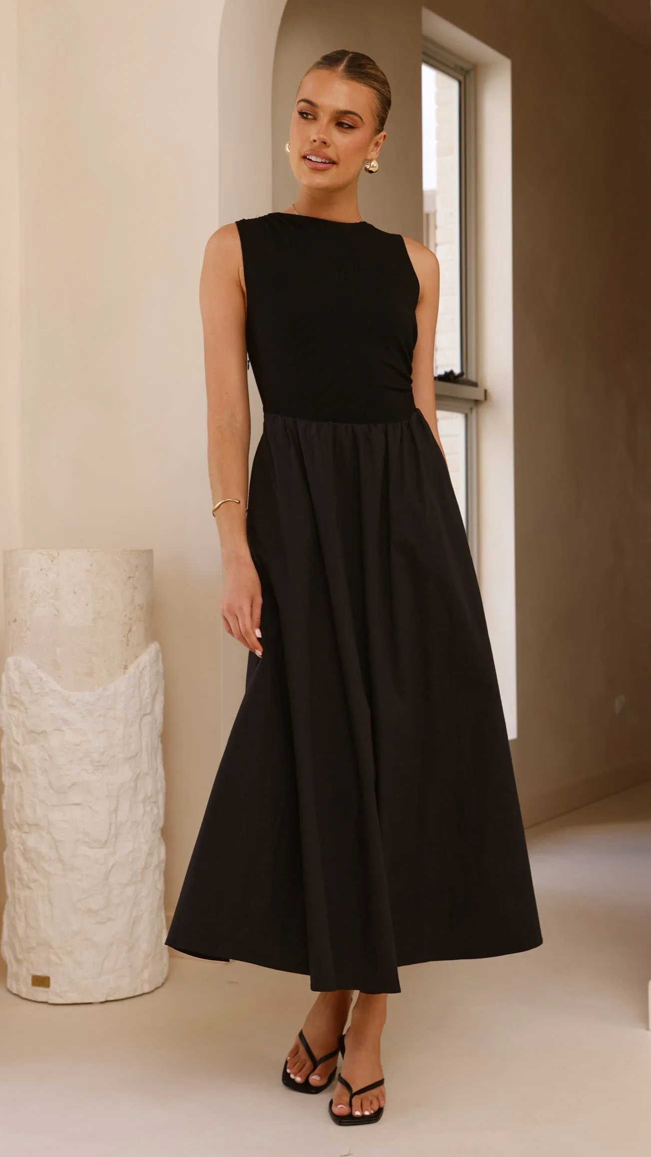 Aria Sleeveless Midi Dress - Black sold by Billy J