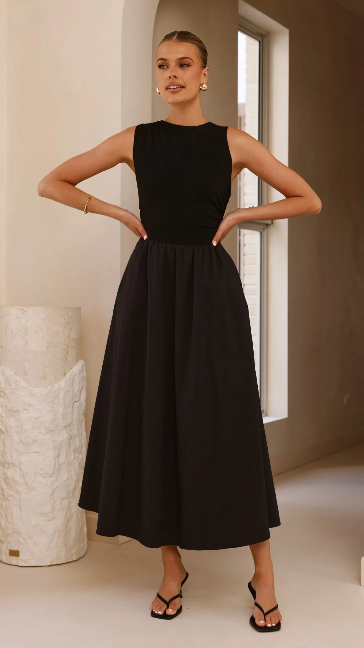 Aria Sleeveless Midi Dress - Black sold by Billy J product image thumbnail 5