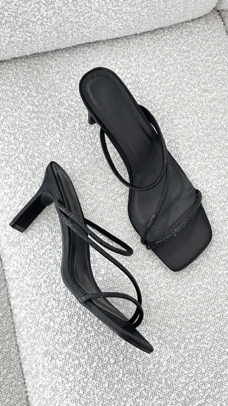 Femi Heel - Black Satin Diamante sold by Billy J