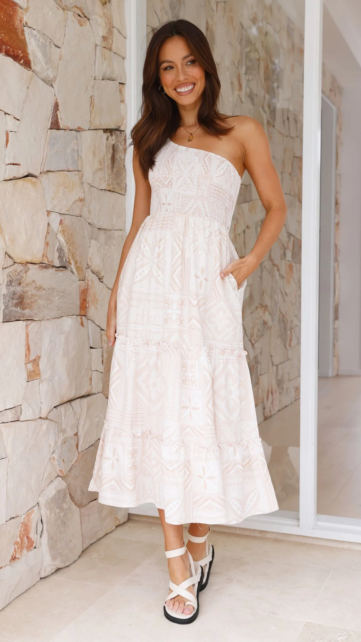 Alanna Midi Dress - Beige Summer sold by Billy J