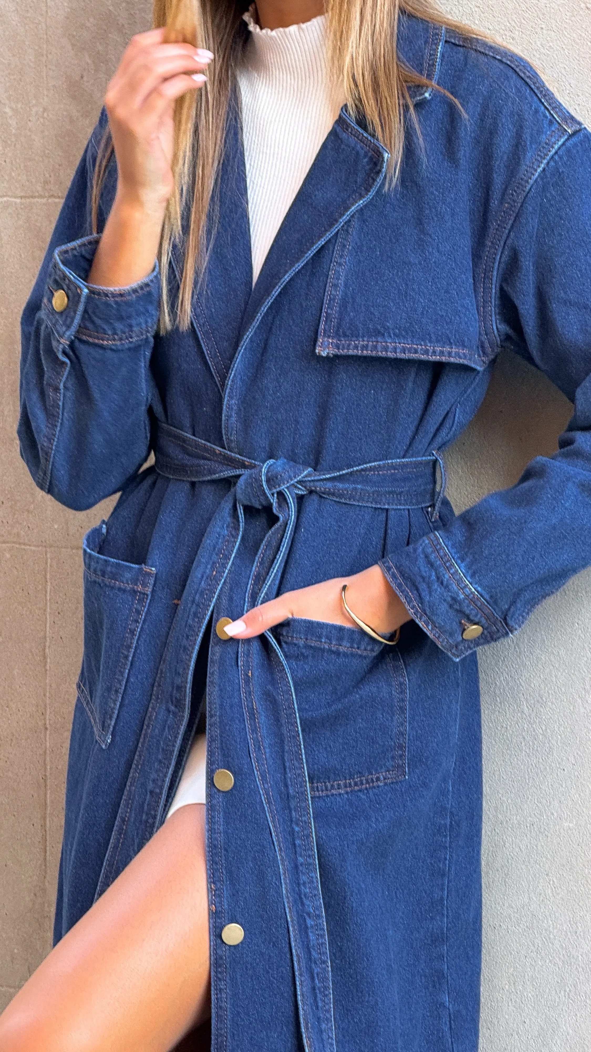 Harlequin Coat - Mid Blue Denim sold by Billy J product image thumbnail 5