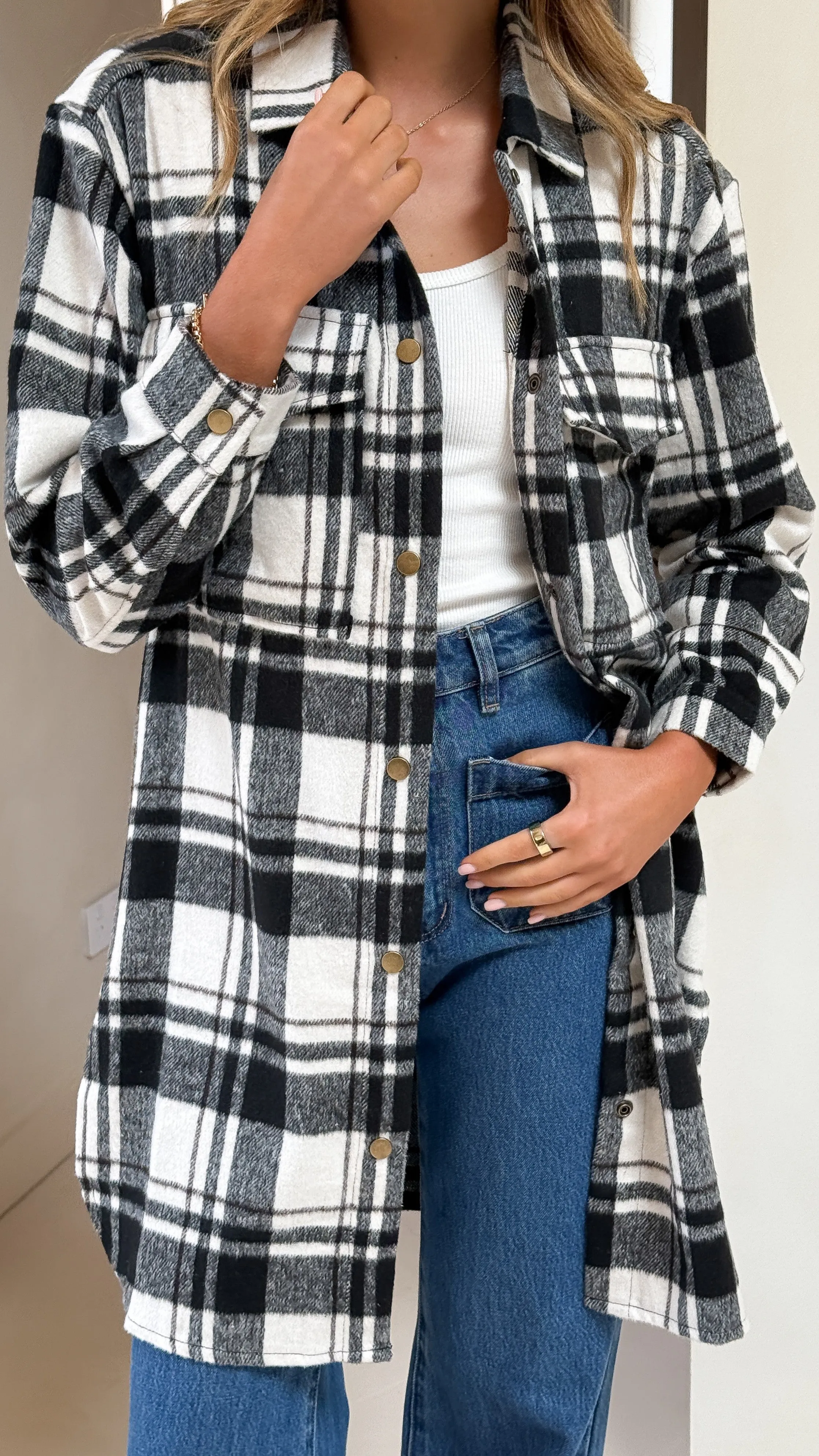 Saskia Jacket - Black/Cream Check sold by Billy J product image thumbnail 4