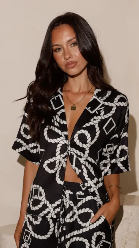 Fergie Button Up Shirt - Black / White Print sold by Billy J