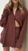 Charla Button Up Top - Brown sold by Billy J