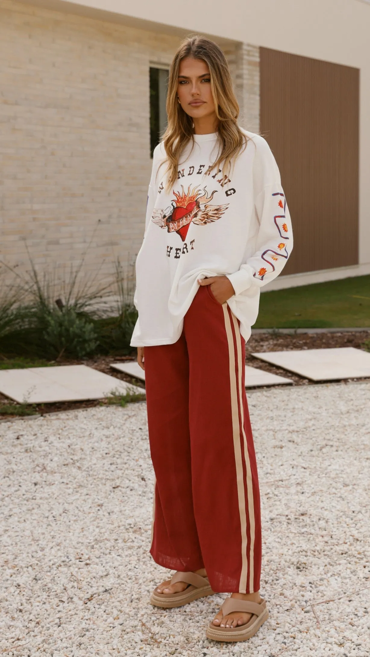 Wandering Heart Long Sleeve Top and Pants Set - Dark Red sold by Billy J product image thumbnail 4
