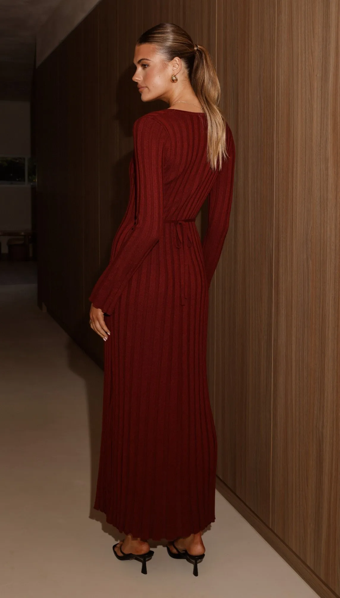 Cyra Long Sleeve Maxi Dress - Wine sold by Billy J product image thumbnail 2