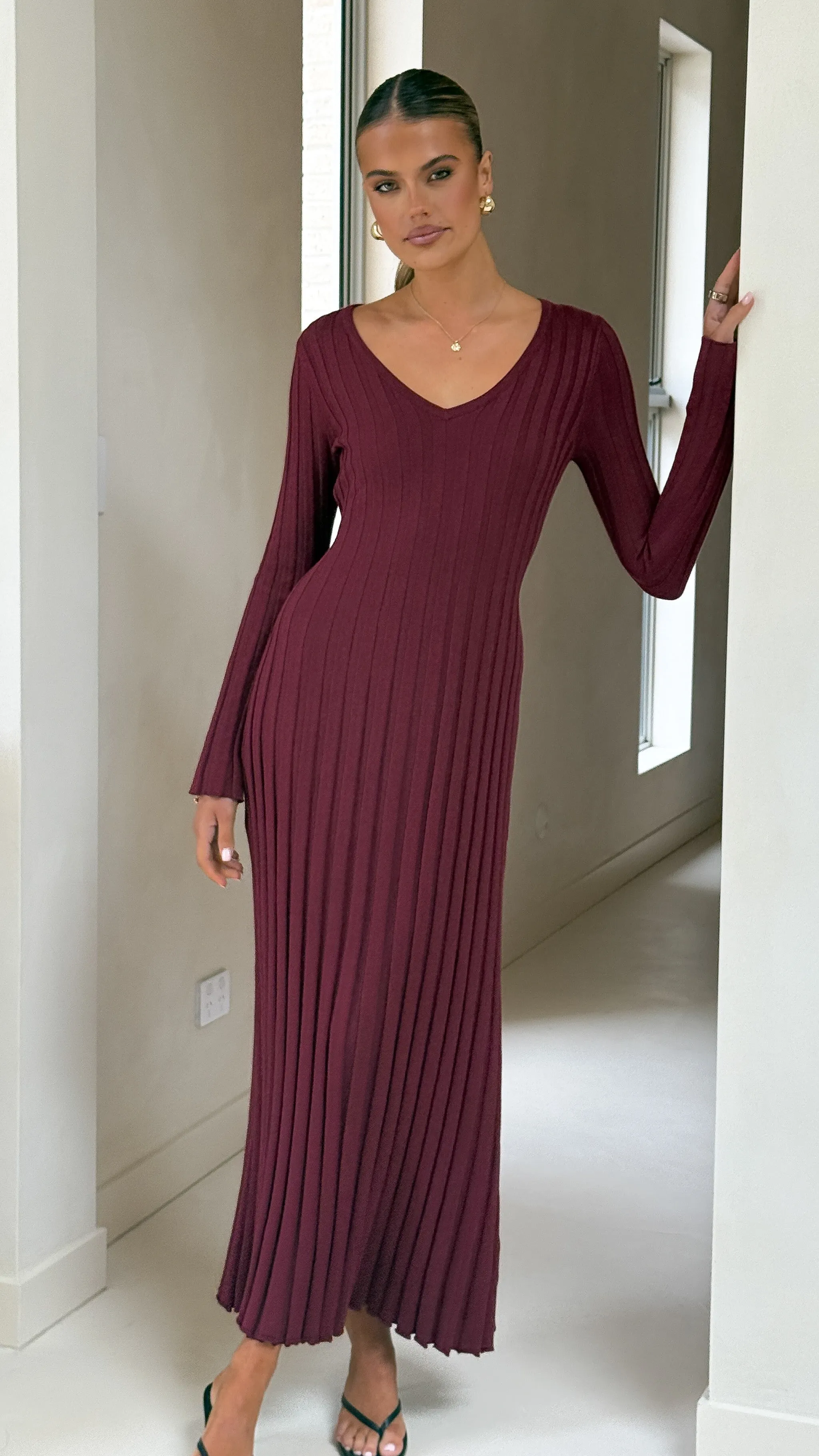 Cyra Long Sleeve Maxi Dress - Wine sold by Billy J product image thumbnail 4