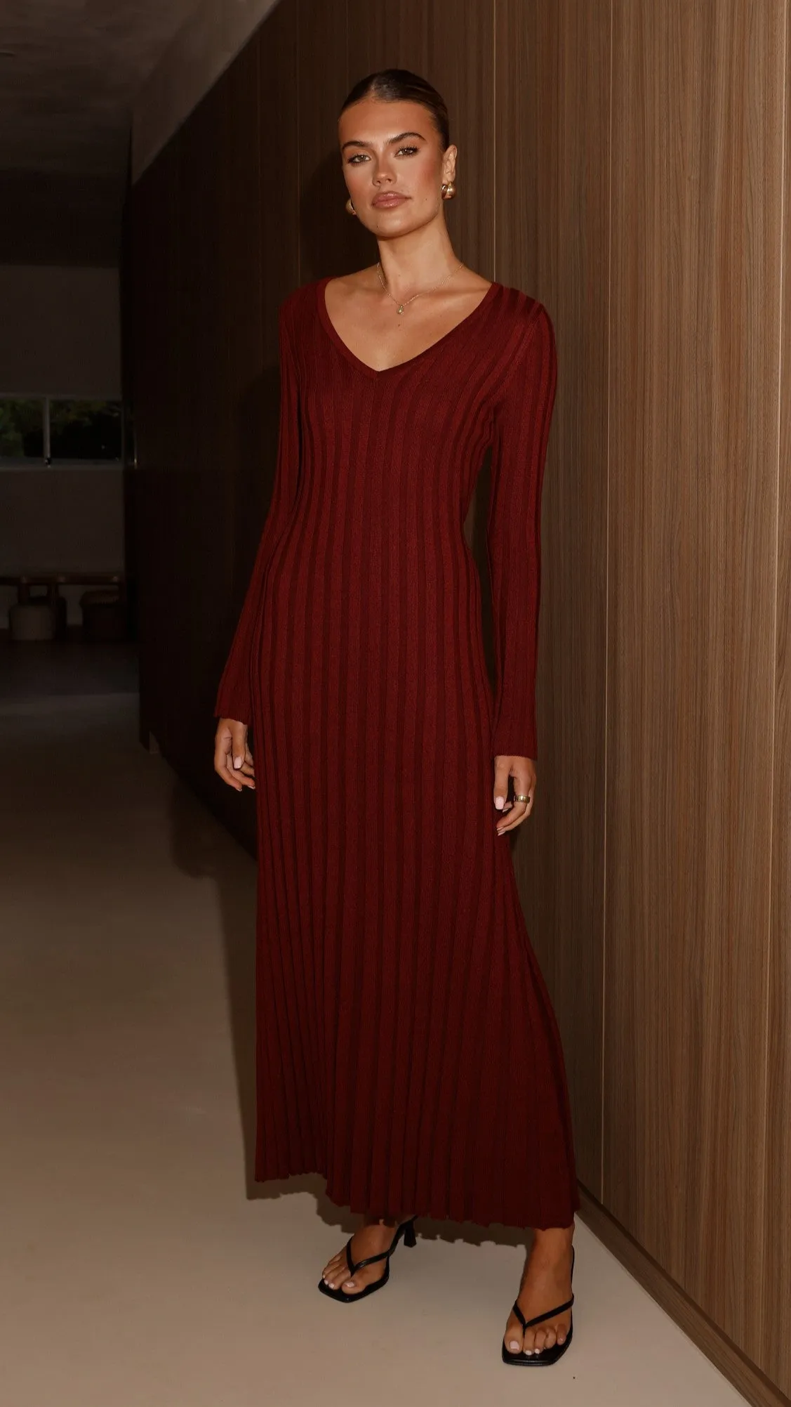 Cyra Long Sleeve Maxi Dress - Wine sold by Billy J product image thumbnail 3