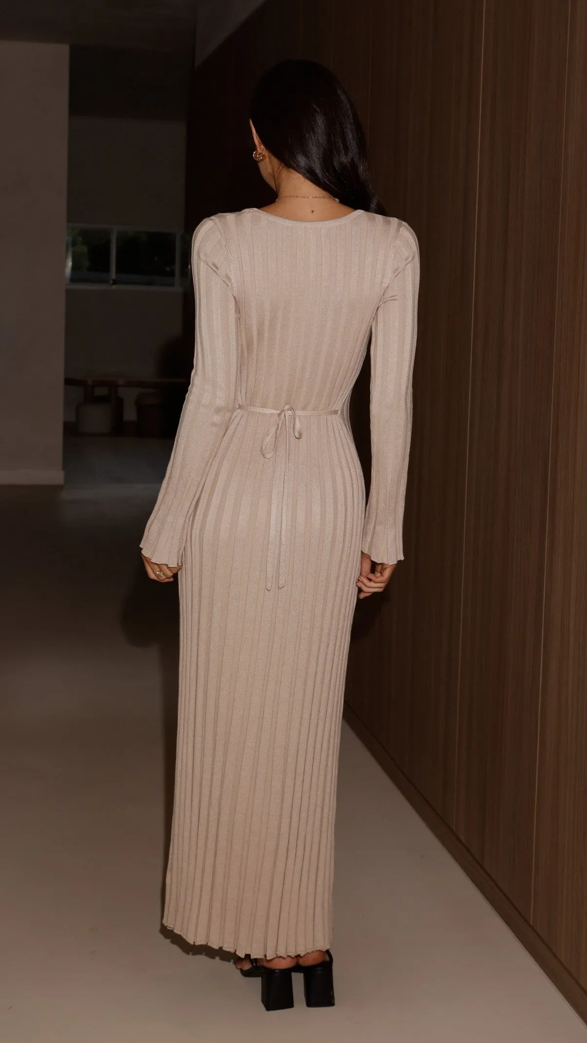 Cyra Long Sleeve Maxi Dress - Beige sold by Billy J product image thumbnail 2