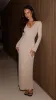 Cyra Long Sleeve Maxi Dress - Beige sold by Billy J