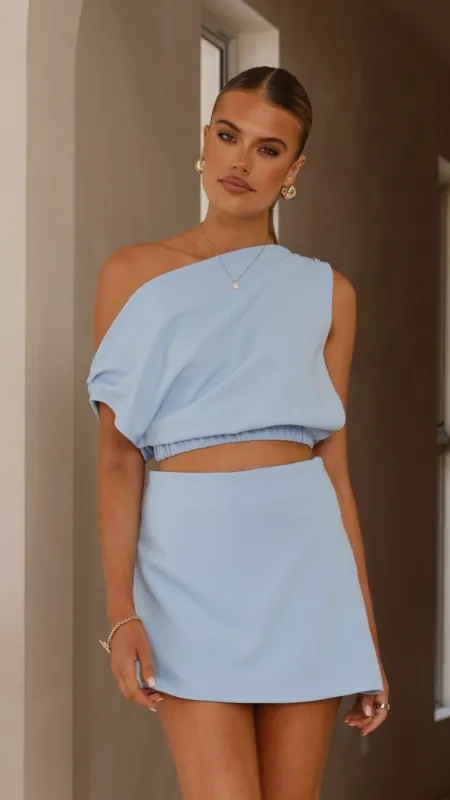 Lauren Off Shoulder Top - Blue sold by Billy J