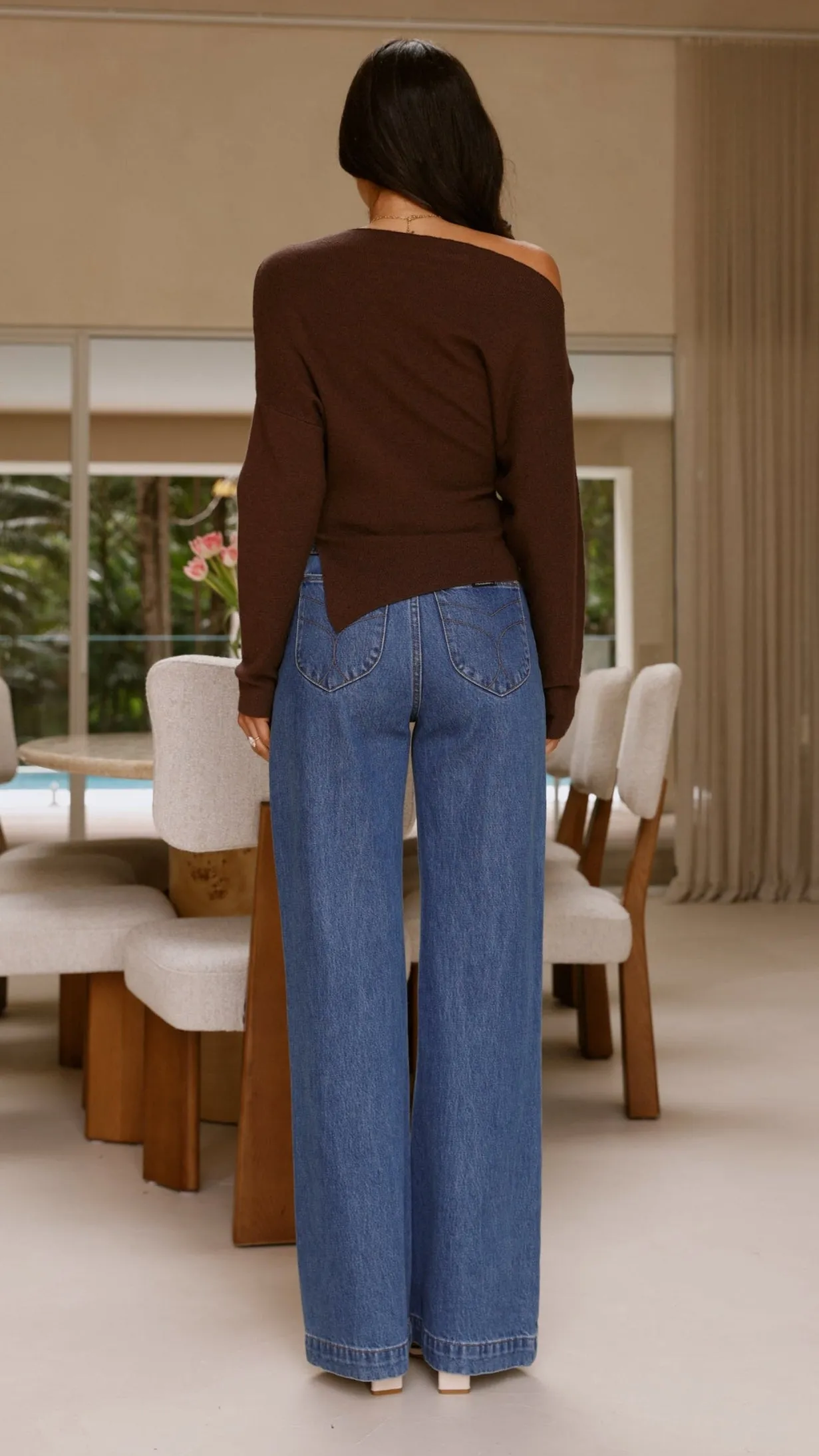 Eleora Long Sleeve Asymmetrical Top - Brown sold by Billy J product image thumbnail 2