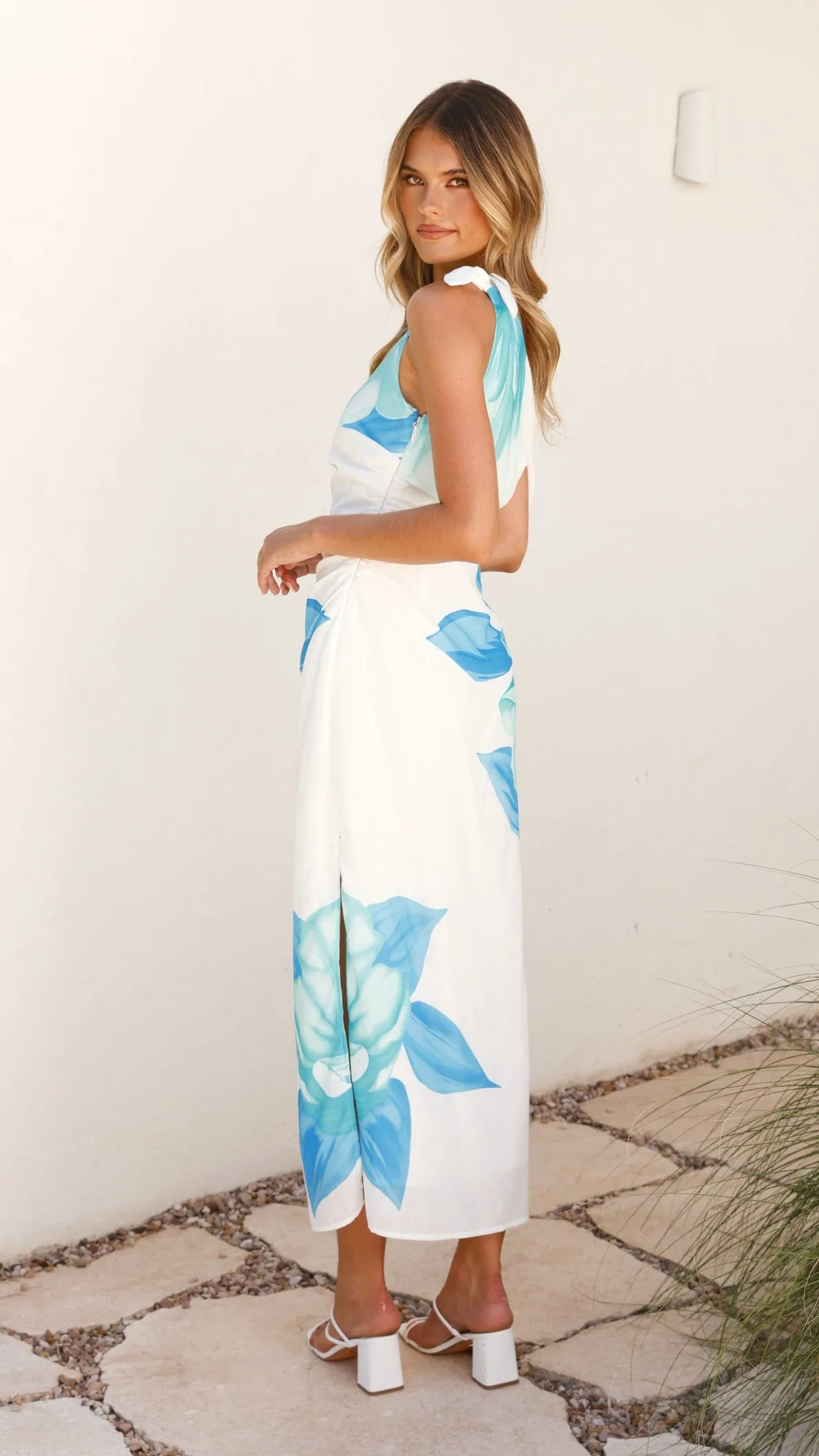 Maisy Shoulder Tie Midi Dress - Blue Teal sold by Billy J product image thumbnail 2