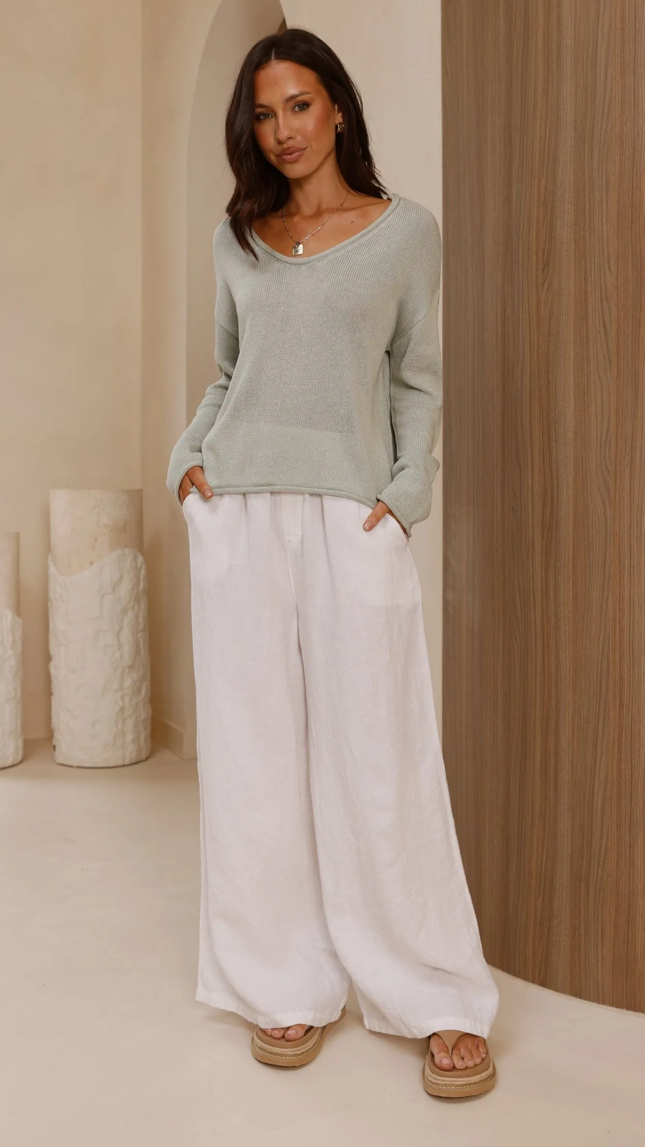 Spring Scoop Neck Long Sleeve Top - Sage sold by Billy J