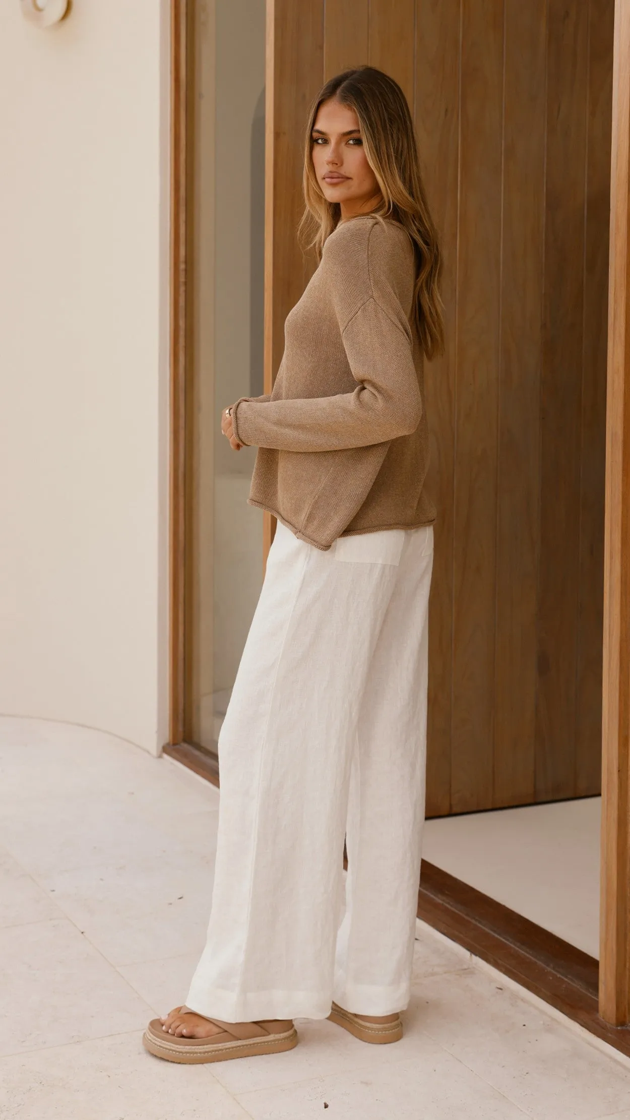 Spring Scoop Neck Long Sleeve Top - Taupe sold by Billy J product image thumbnail 5