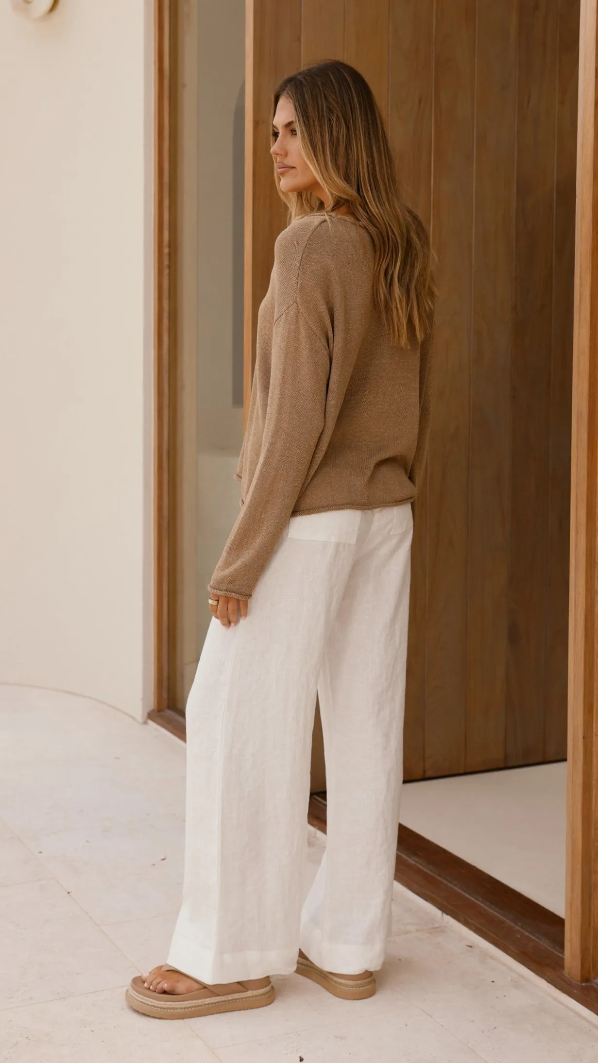 Spring Scoop Neck Long Sleeve Top - Taupe sold by Billy J product image thumbnail 3