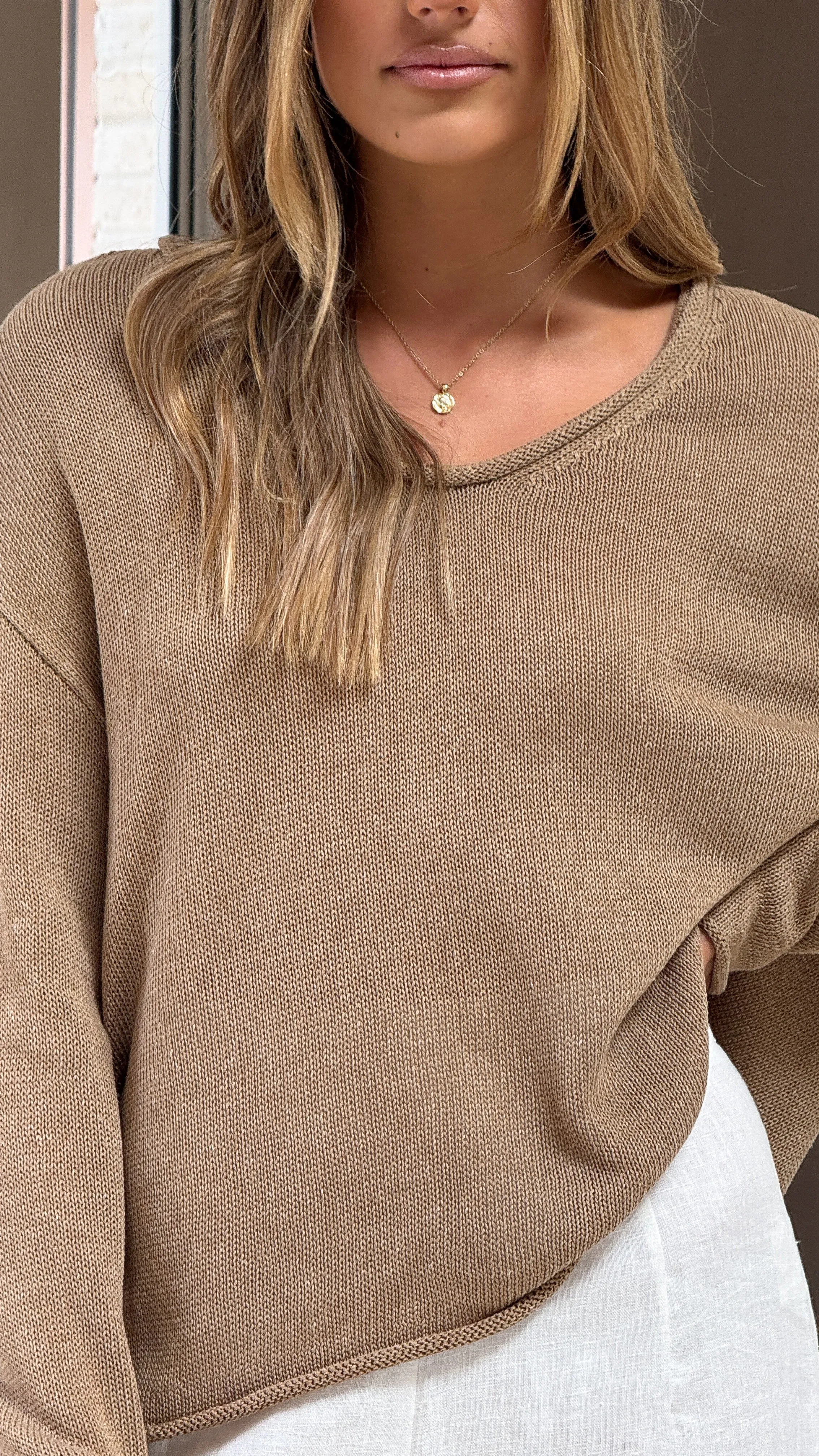 Spring Scoop Neck Long Sleeve Top - Taupe sold by Billy J product image thumbnail 4