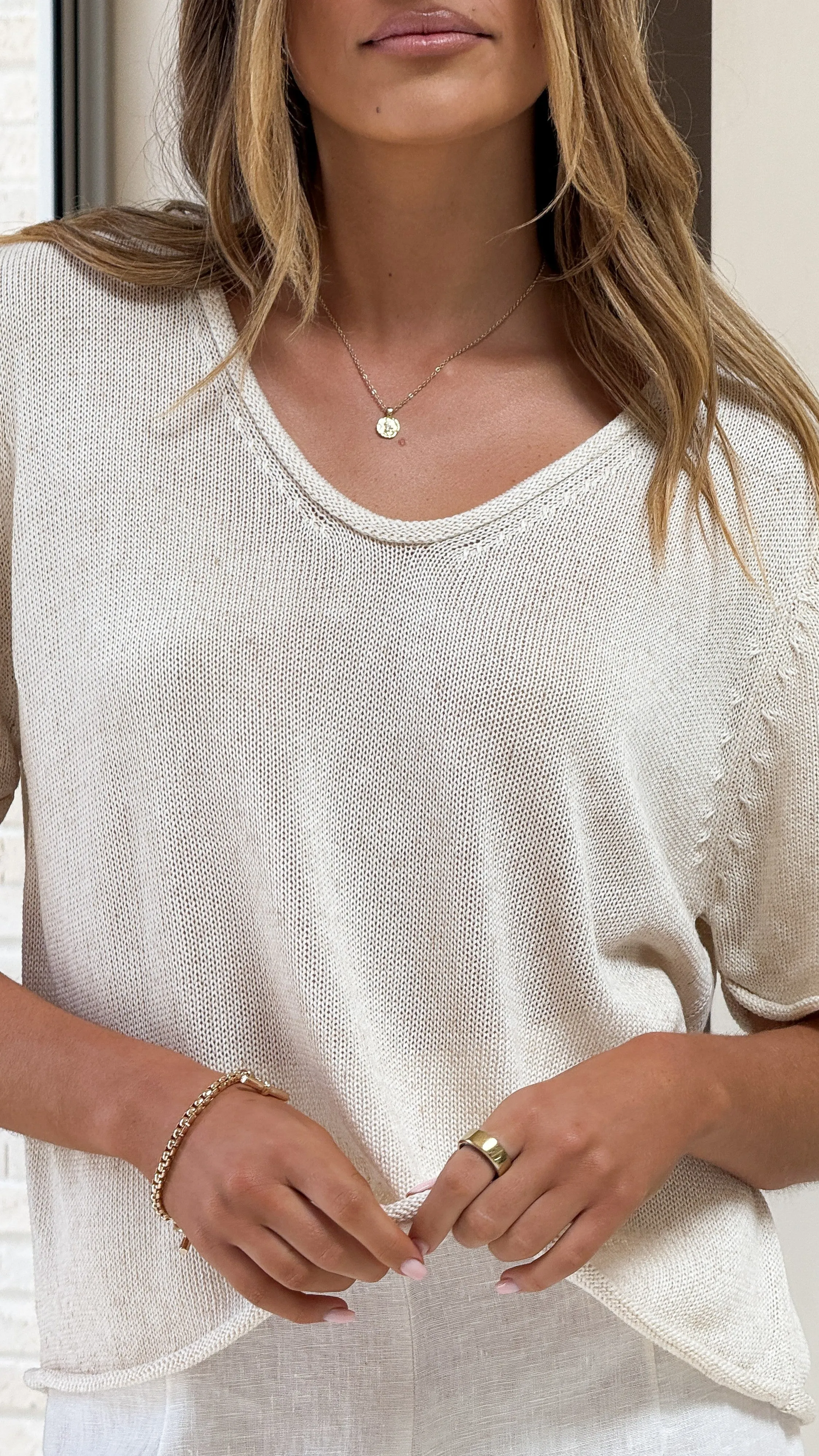 Spring Scoop Neck Tee - Natural sold by Billy J product image thumbnail 4