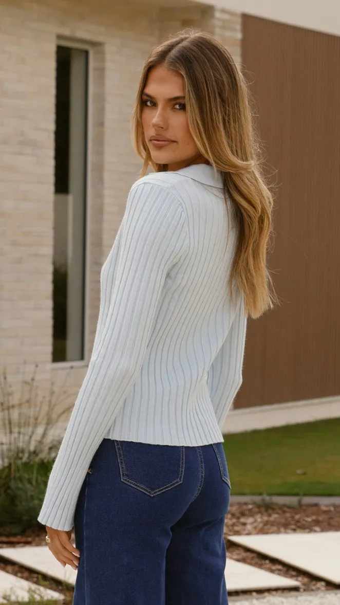Corbin Collared Knit Top - Blue sold by Billy J product image thumbnail 4