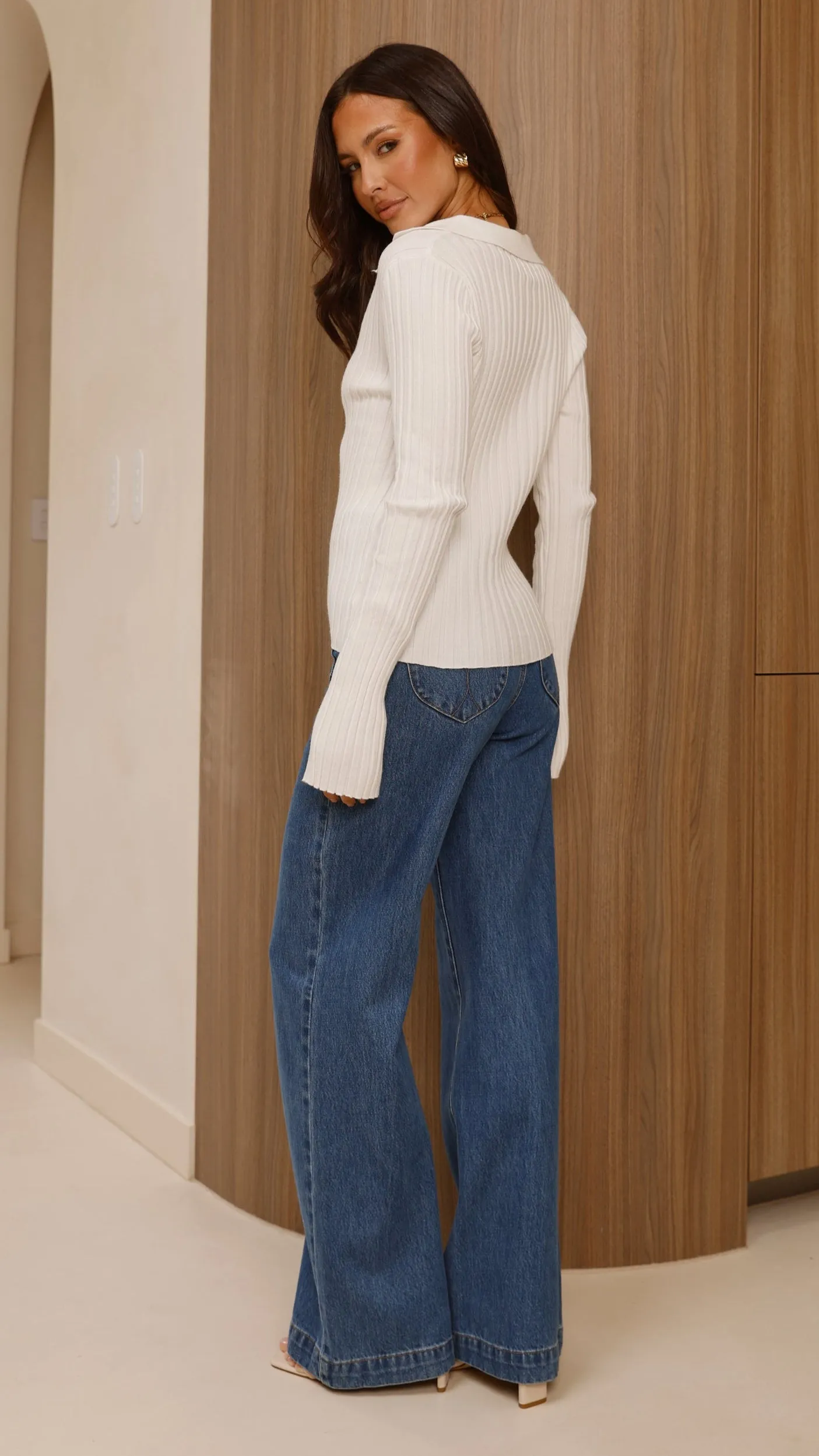 Corbin Collared Knit Top - White sold by Billy J product image thumbnail 2