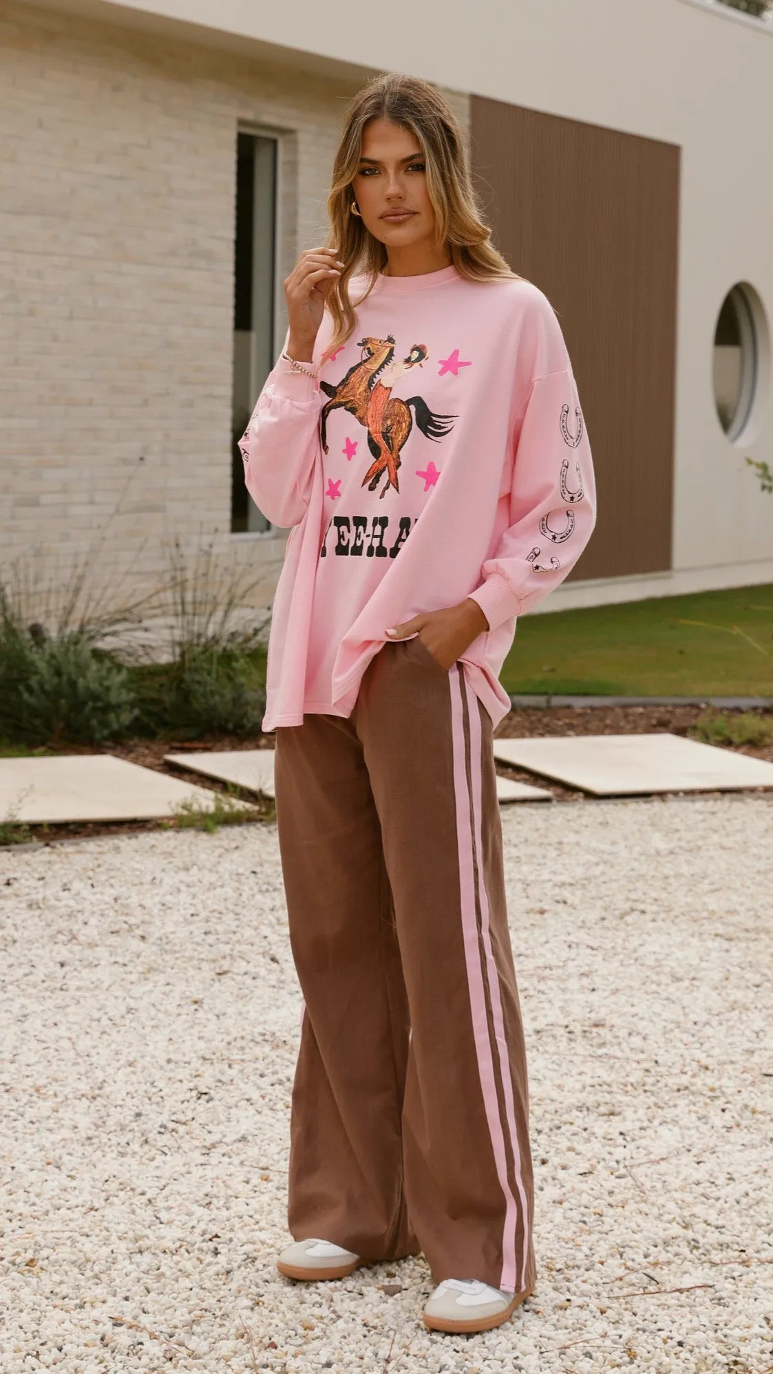 Yee-haw Long Sleeve Top and Pants Set - Pink / Brown sold by Billy J product image thumbnail 4