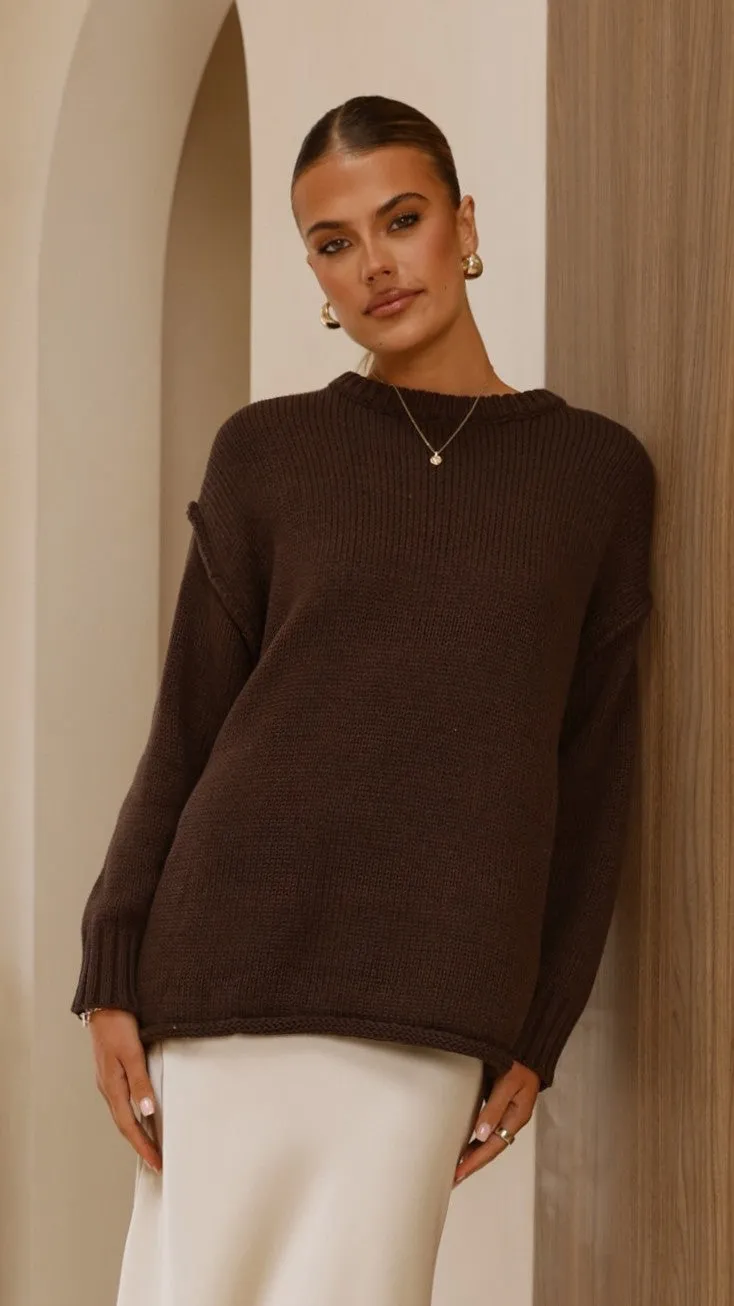 Delvine Knit Jumper - Chocolate sold by Billy J
