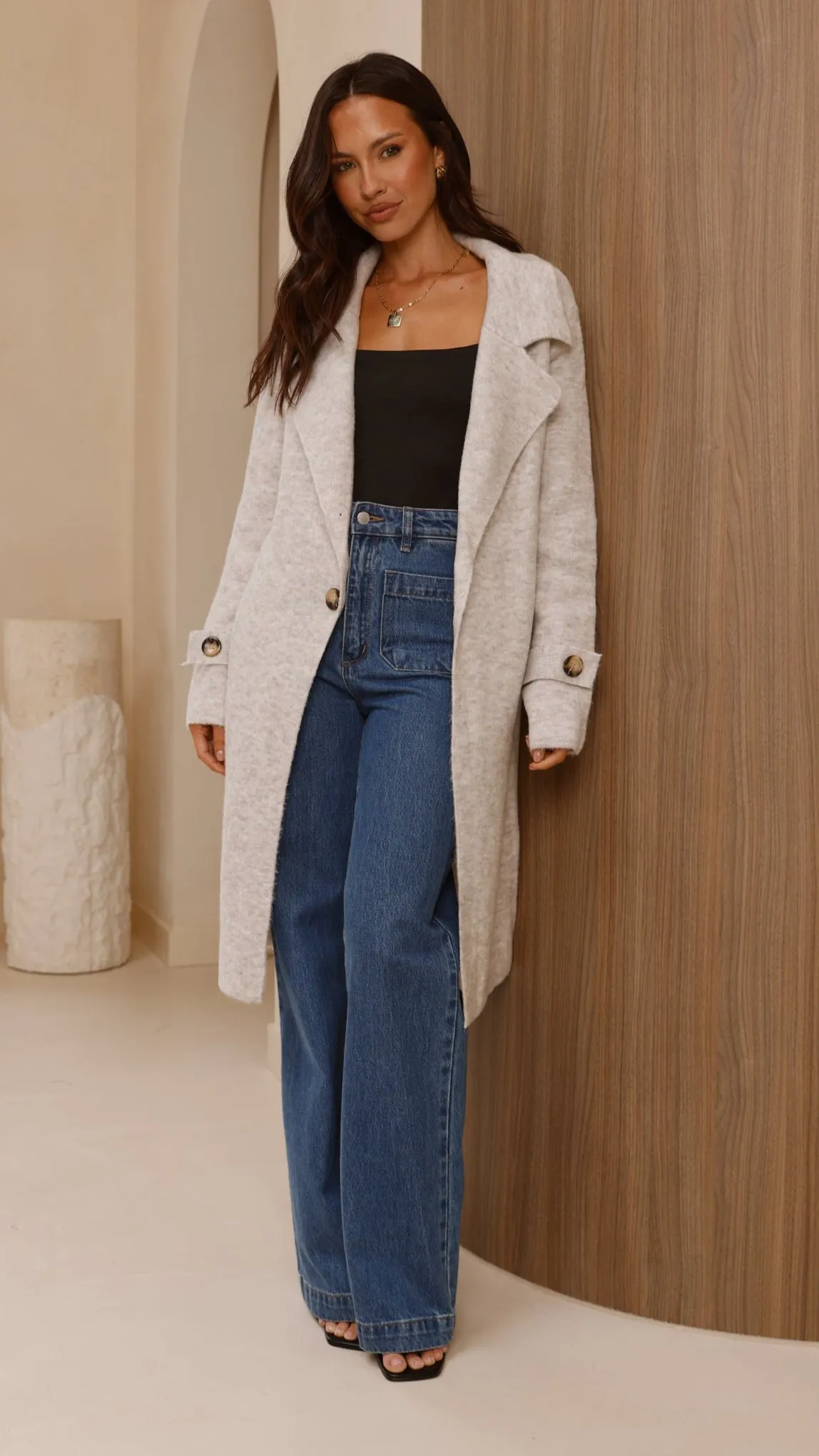 Valiza Knit Coat - Light Grey sold by Billy J